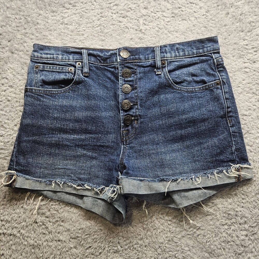 Gap Denim Womens Blue Button Fly Shorts Size 10 Medium Wash Casual Classic